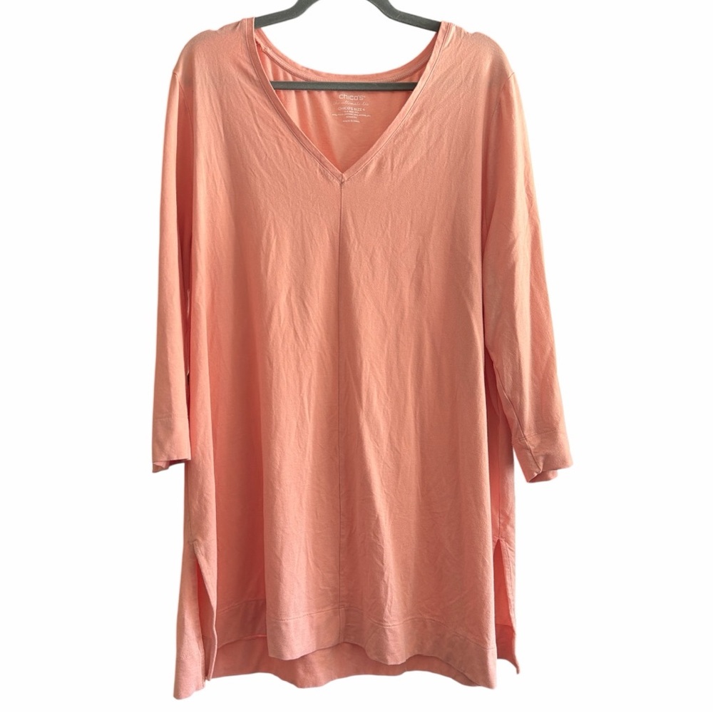Chico’s Peach V-Neck Tunic Top Plus Size